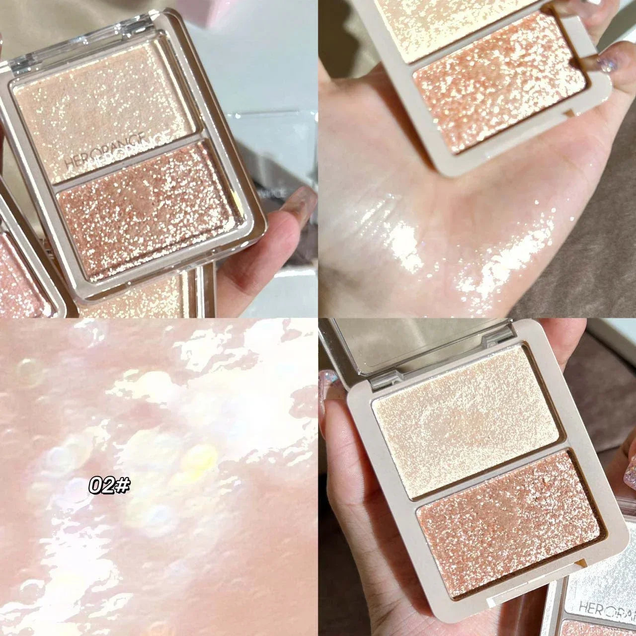 Two-Color Facial Highlighter Makeup Palette Face Lasting Glow Brighten Contour Shimmer Powder 3D Illuminator Highlight Cosmetics
