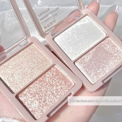 Two-Color Facial Highlighter Makeup Palette Face Lasting Glow Brighten Contour Shimmer Powder 3D Illuminator Highlight Cosmetics