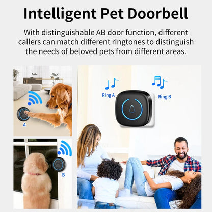 Pet Touch Ringer Button Bell 300M/984Ft Range 60 Songs High Volume Doorbell for Cat & Dog Training Door Bell Smart Home US EU