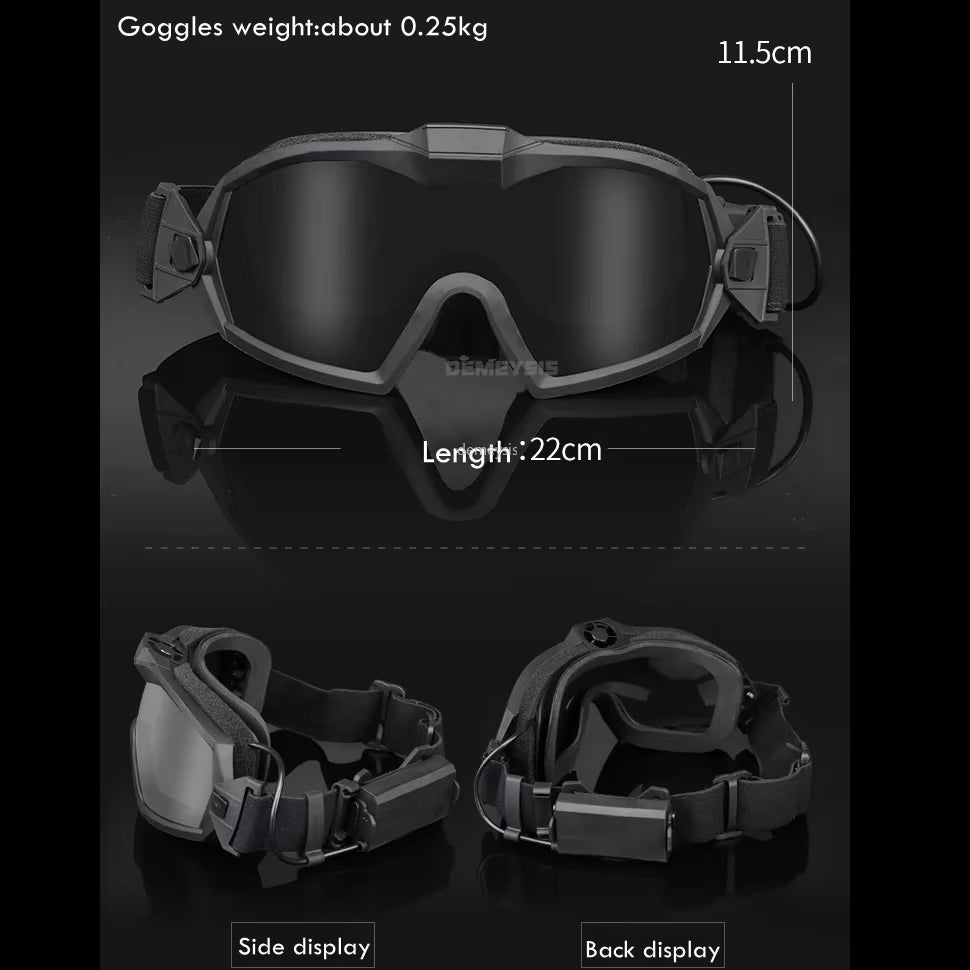 Tactical Goggles with Micro Fan Ourdoor Sport Airsoft Cs Wargame Shooting Glasses for Paintball Eyewear Hiking Sunglasses