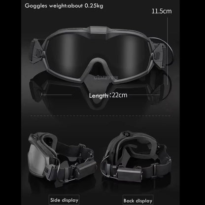 Tactical Goggles with Micro Fan Ourdoor Sport Airsoft Cs Wargame Shooting Glasses for Paintball Eyewear Hiking Sunglasses