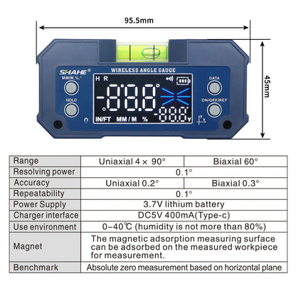 MINI Magnetic Level Gauge Inclinometer Rechargable Angle Protractor Dual Axis Digital Angle Finder with Level Bubble